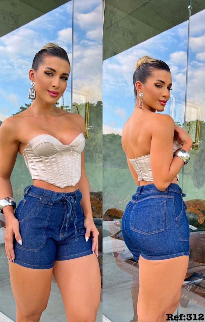 Short Jeans Hot Pants Com Amarração