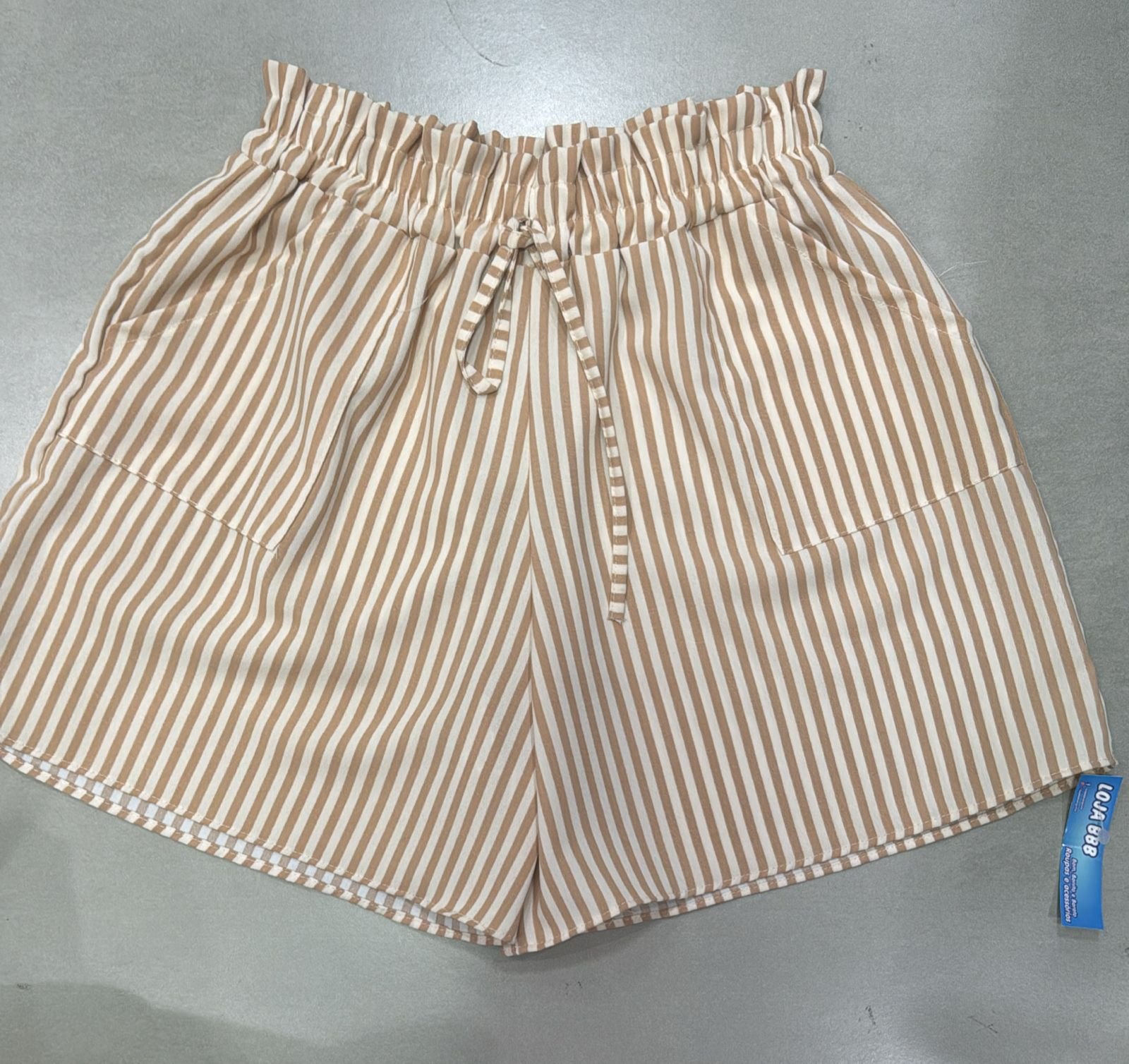 Short Listrado Grécia Azul e Branco