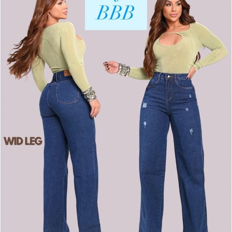 Wide Leg Premium Com Detalhe Em Rasgado 100% Jeans