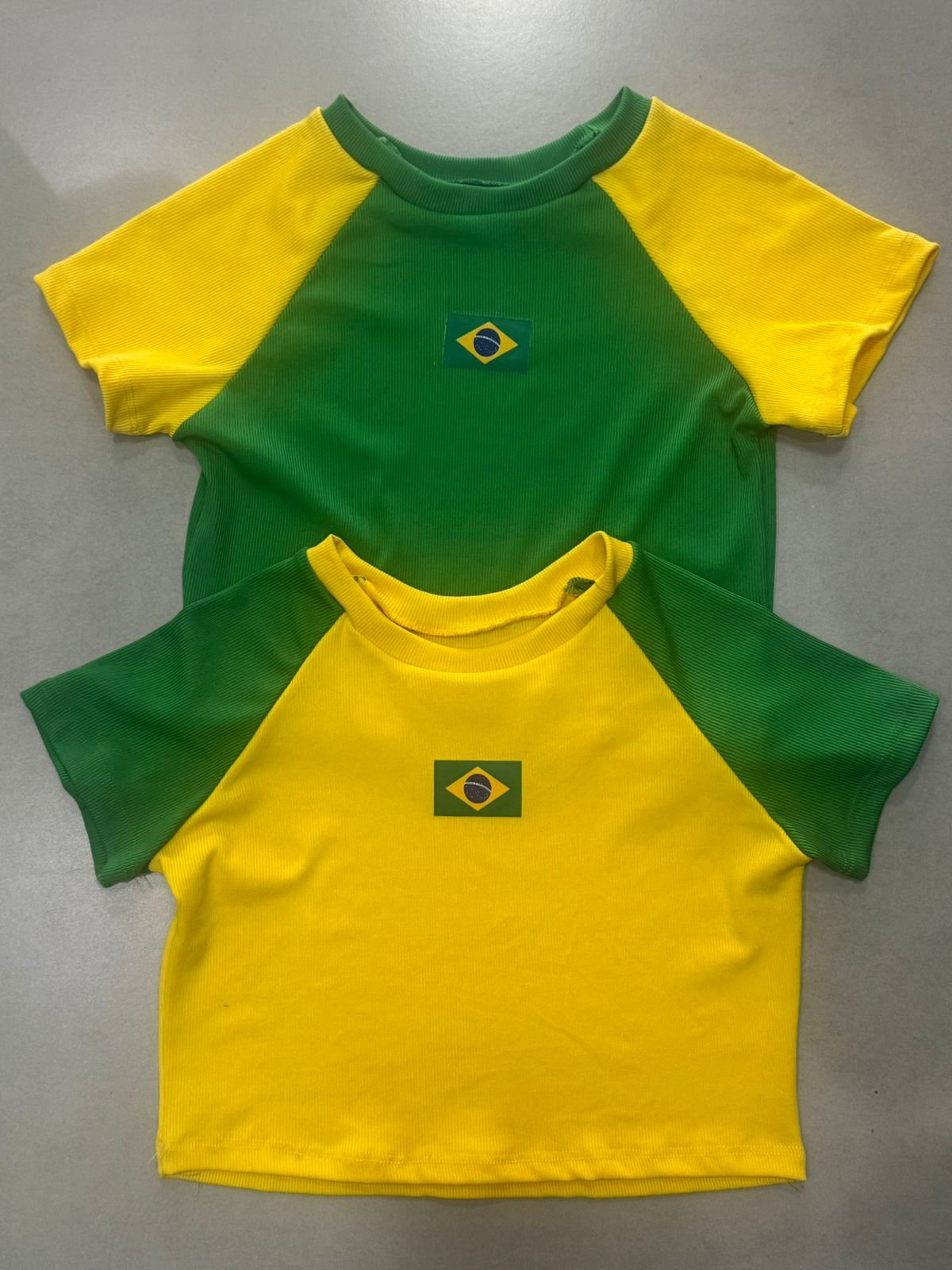 Regata Cropped Brasil Feminina Canelada - Verde e Amarela