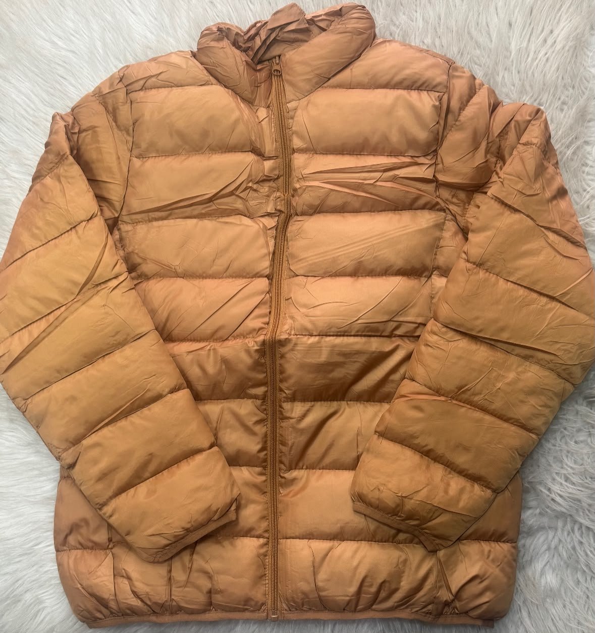 Jaqueta Puffer Feminina Caramelo Curta Canelada Tamanho G