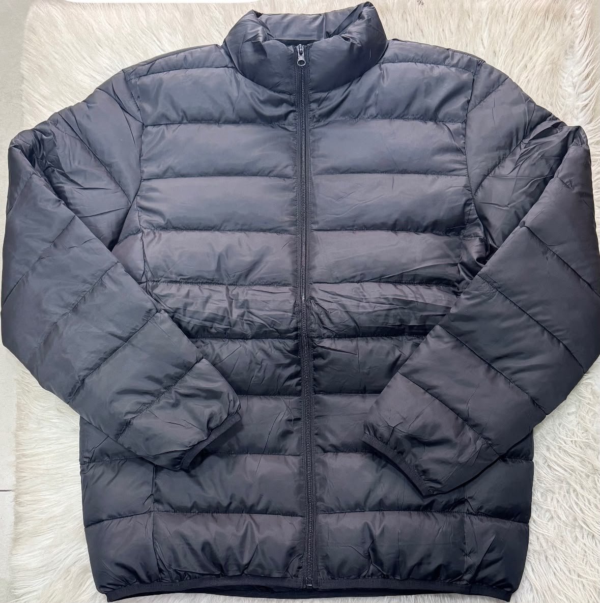 Jaqueta Puffer Masculina Preta Curta Canelada